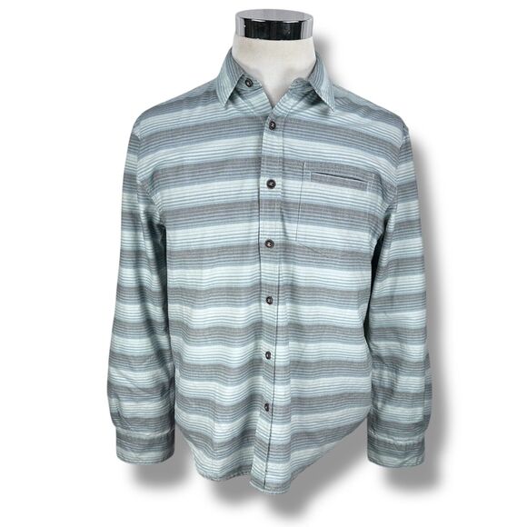 Howler Bros Shirt Men's Medium Blue Gray Striped Long Sleeve Button Up Brothers - Picture 1 of 10